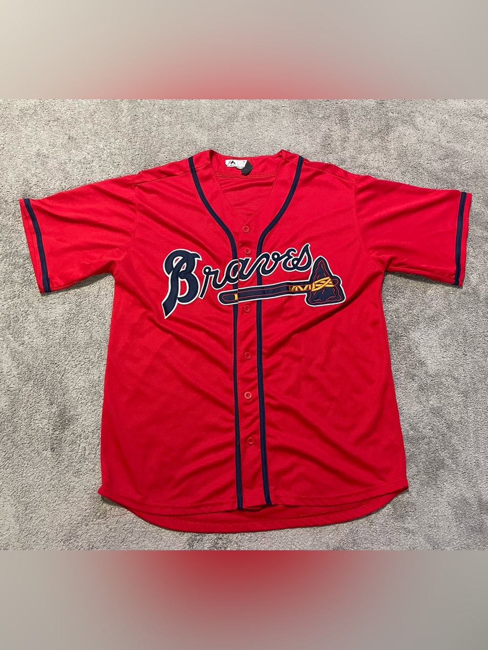 Majestic Atlanta Braves Cool Base Jersey Mens L Red #12 MLB Sewn
